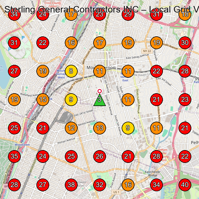 Sterling General Contractors INC GeoGrid visibility map for Construction Company in Mt Vernon